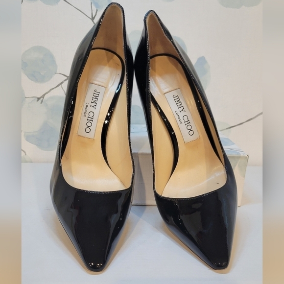 Jimmy Choo Black Patent Anouk Pumps Size 7 - Picture 2 of 12